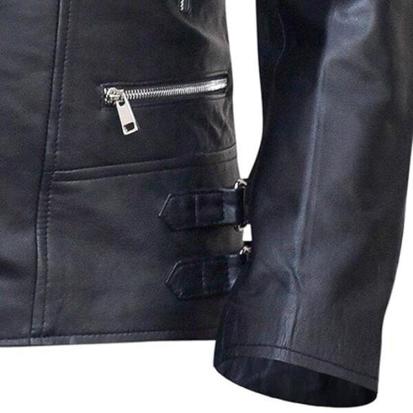 Férfi Cross Zip Brando bőrkabát - Image 3