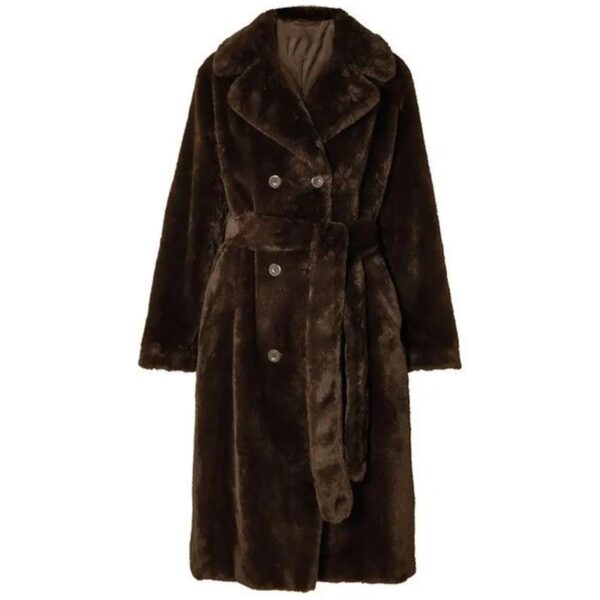 Alkalmi stílusú barna Shearling kabát - Image 2