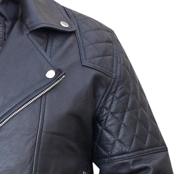 Férfi Cross Zip Brando bőrkabát - Image 4