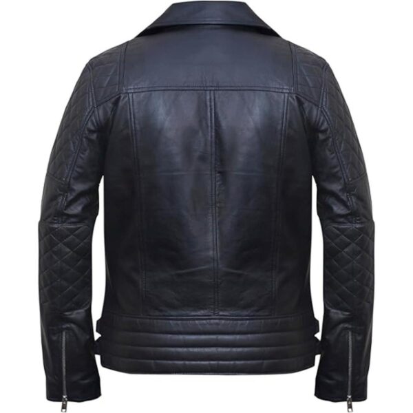 Férfi Cross Zip Brando bőrkabát - Image 7