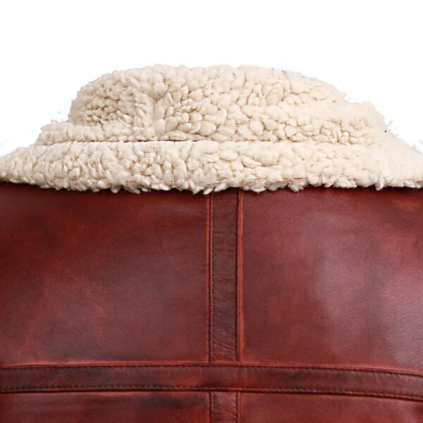 Férfi barna Shearling állványgallér Valódi bőrkabát - Image 2