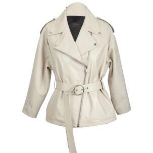 Női Cleo White Biker báránybőr bőrdzseki