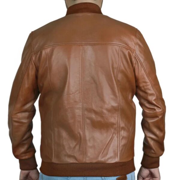 Férfi Bomber Motoros stílusú karcsúsított bőrdzseki - Image 3