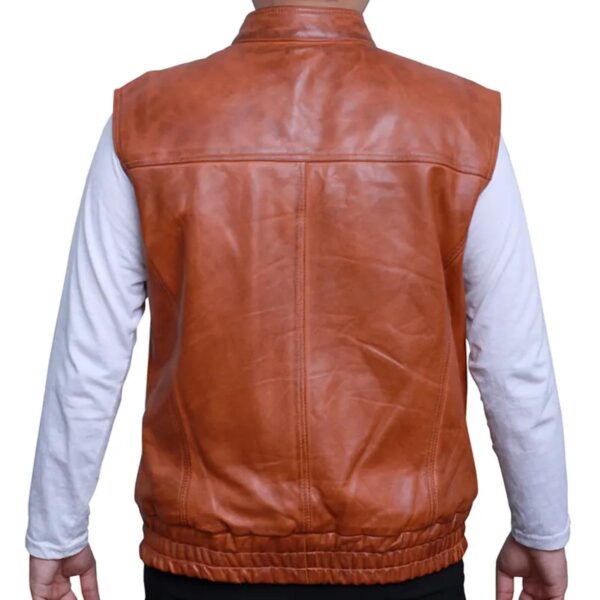 Divat férfi Rocker Rider motoros barna bőrmellény - Image 3