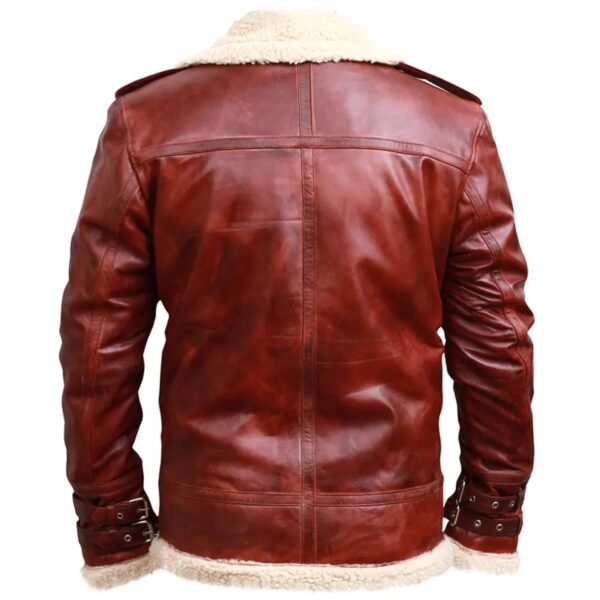 Férfi barna Shearling állványgallér Valódi bőrkabát - Image 6