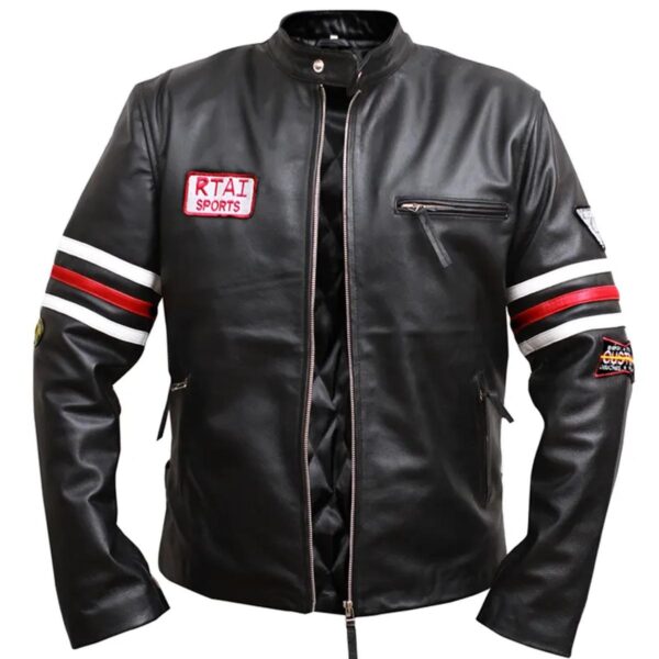 Férfi fekete Sport motoros báránybőr kabát - Image 6