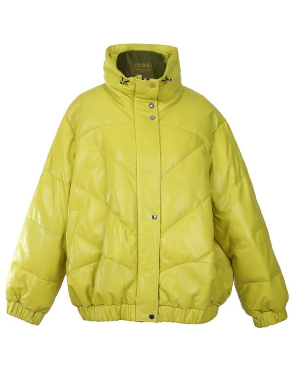 Női neon puffer báránybőr kabát