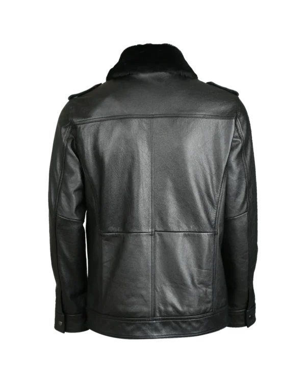 Férfi Patch Pocket Bomber bőrkabát - Image 3