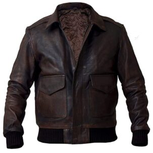 Férfi Pilot A2 Bomber Aviator katonai bőrdzseki