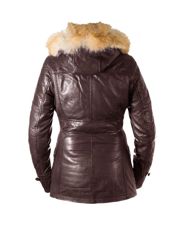 Női B3 bomber kapucnis klasszikus Shearling bőrkabát - Image 3