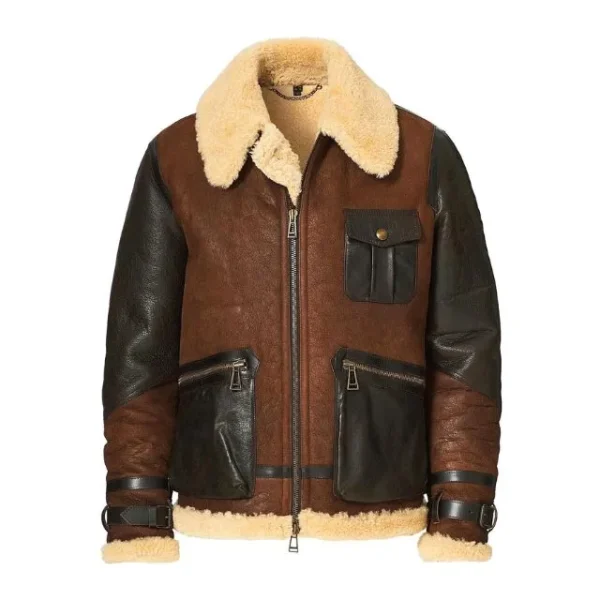 Férfi Astell Shearling bélésű bőrkabát
