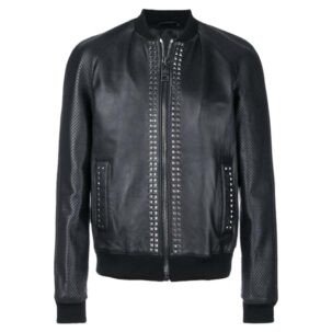 Designer fém szegecses bomber dzseki