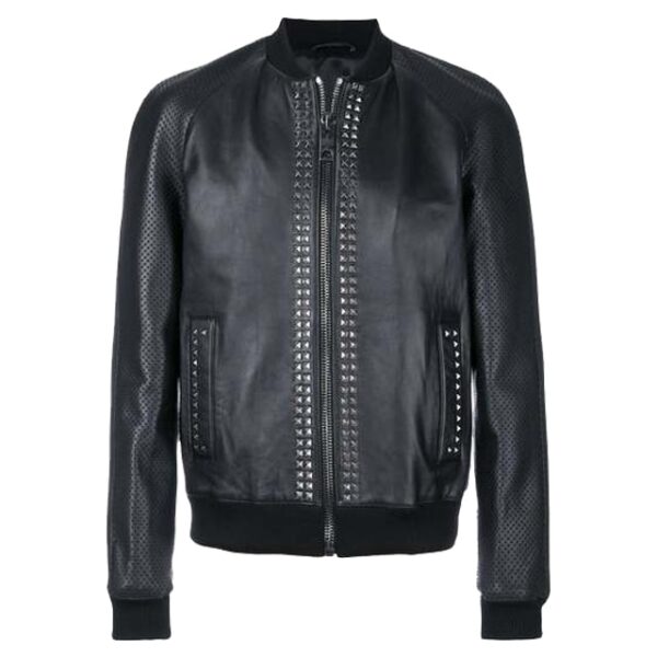 Designer fém szegecses bomber dzseki