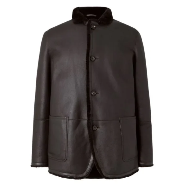 Loro Piana Shearling szegélyezett bőrkabát