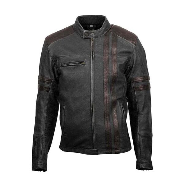 Férfi Scorpion Distressed fekete bőrkabát