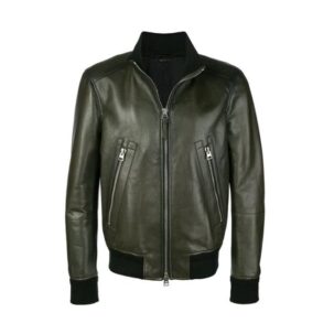 Egyszerű Green Bomber bőrkabát