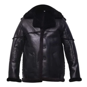 Férfi Shearling bélésű bőrkabát