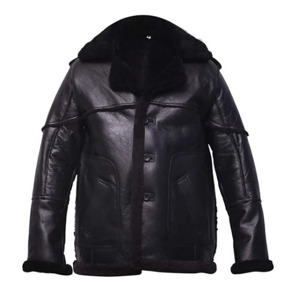 Férfi Shearling bélésű bőrkabát