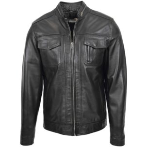 BUNERI Fekete Casual Biker Bőrdzseki