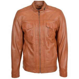 BUNERI Bézs Casual Biker Bőrdzseki