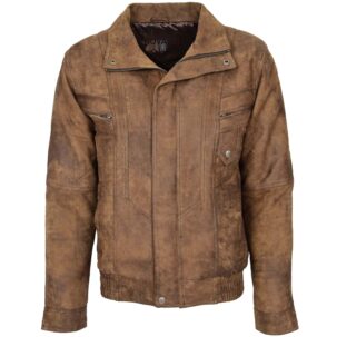 BUNERI Férfi Bőr Bomber Blouson Dzseki Barna