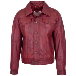 BUNERI Burgundi Valódi Bőr Lee Rider Casual Dzseki