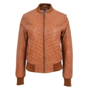 BUNERI Női Bőr Varsity Steppelt Bomber Dzseki Drapp