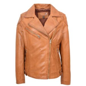 BUNERI Bézs Valódi Bőr Cross-Zip Biker Dzseki – Prémium