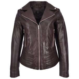 BUNERI Barna Valódi Bőr Biker Dzseki – Prémium Casual Elegancia