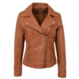 BUNERI Bézs Valódi Bőr Cross-Zip Biker Dzseki